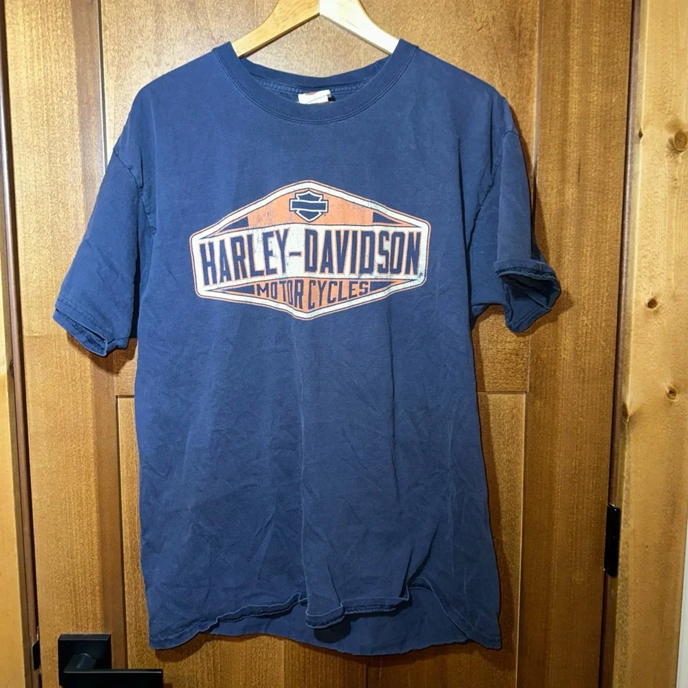 Harley-Davidson The Woodlands Texas Eagle Graphic T-Shirt Mens Navy Blue‎ L